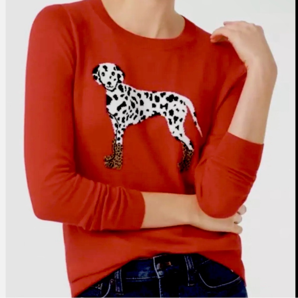 LIKE NEW- JCrew Dalmatian Red Sweater